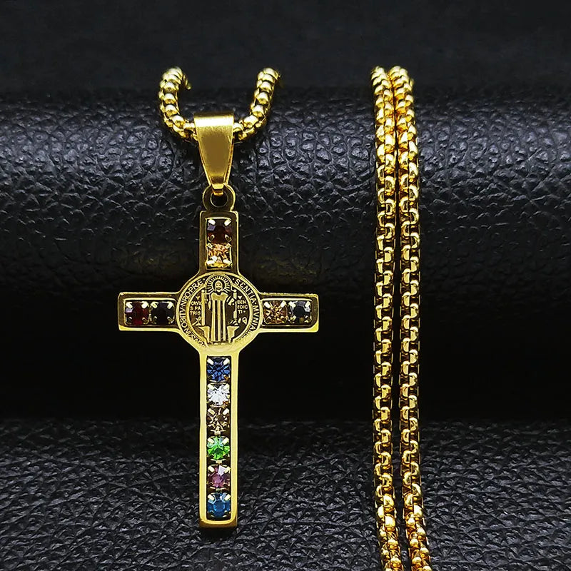 Colar de Jesus Cristo e Nossa Senhora em Aço Inoxidável.