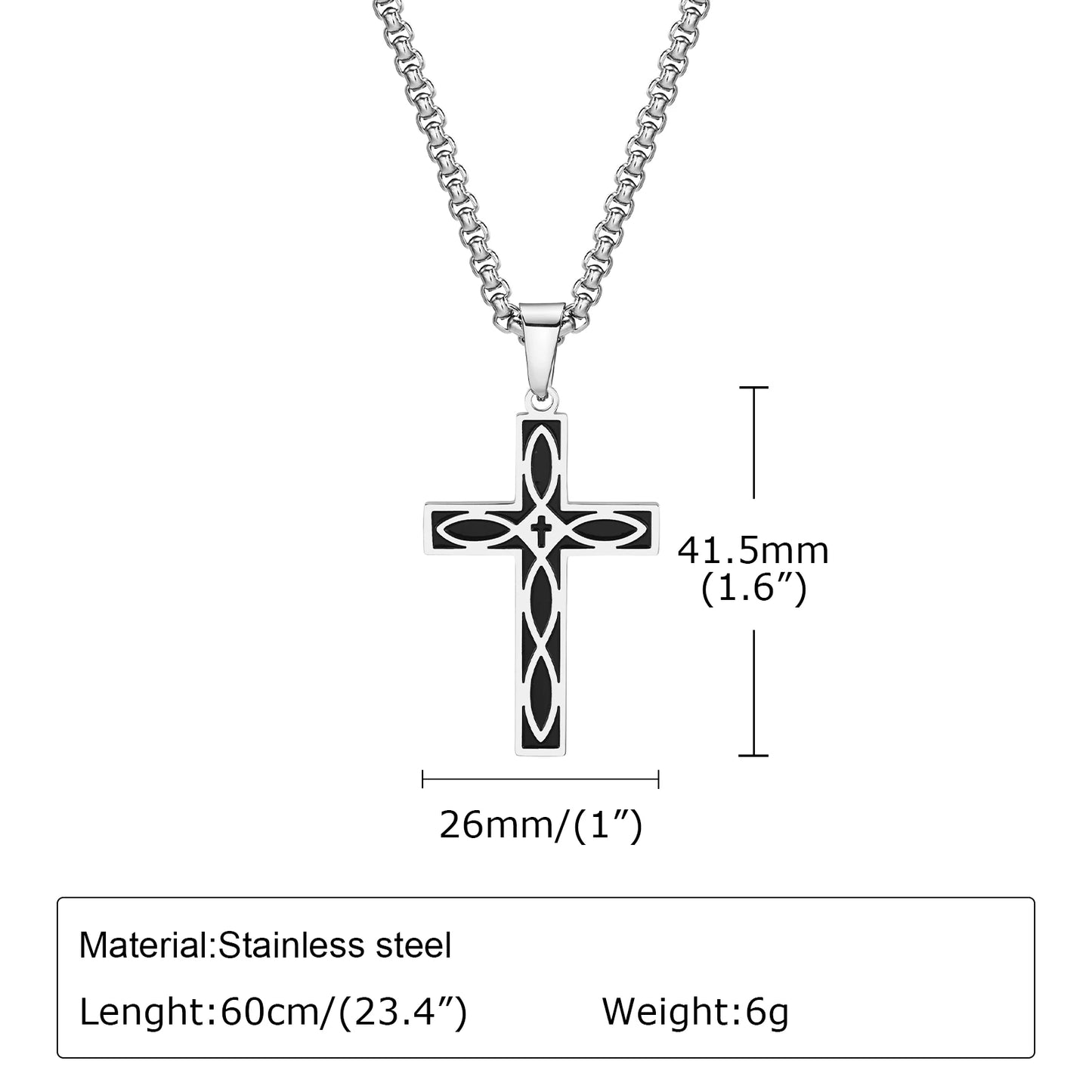 Colar com Crucifixo Preto e Prateado nó celta cruzado para homens e mulheres, pingente viking preto.