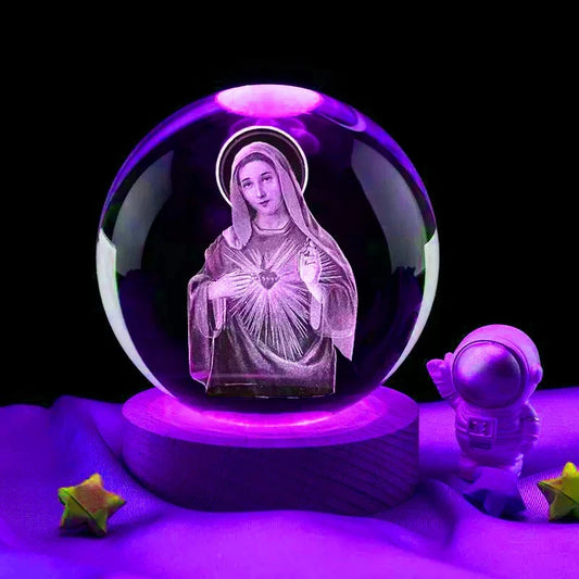 Bola de Cristal Colorida 3d de Nossa Senhora Santa Maria.