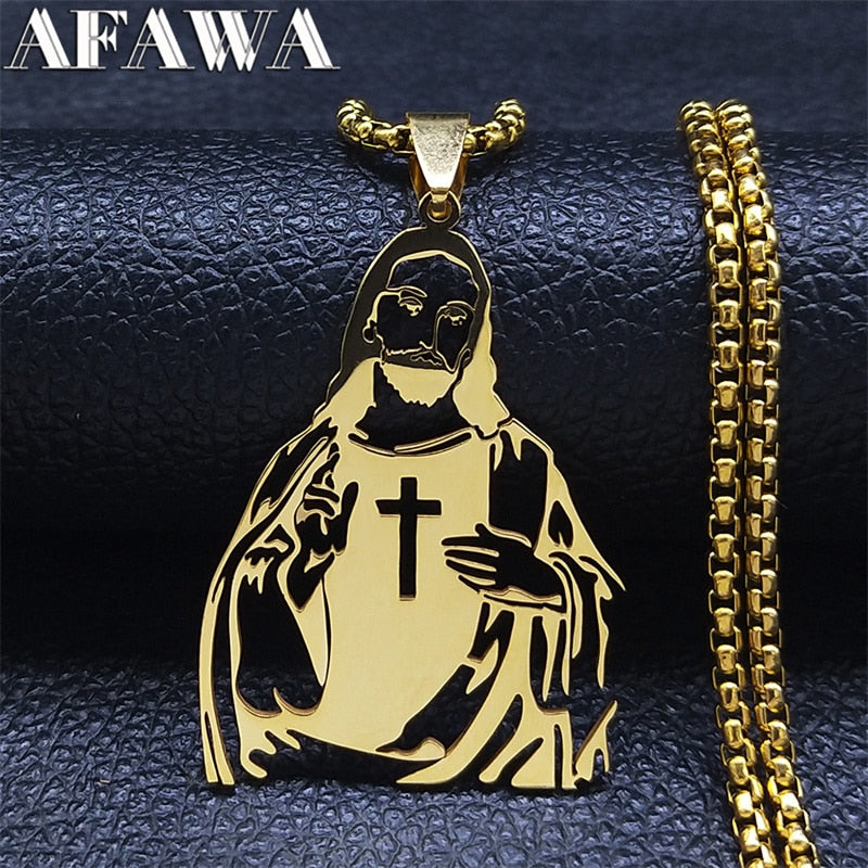 Colar católico Jesus Cristo aço inoxidável