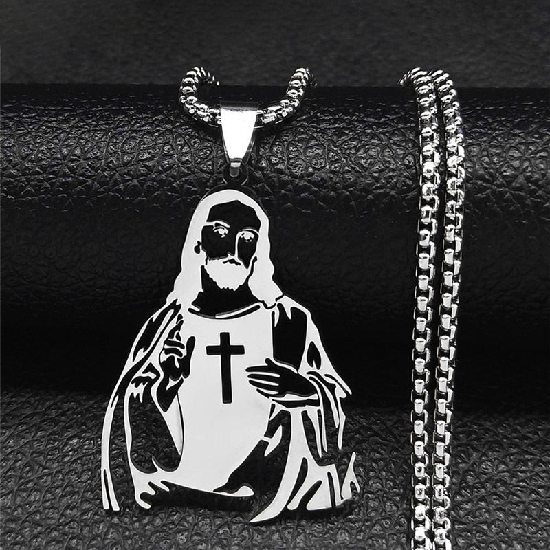 Colar católico Jesus Cristo aço inoxidável