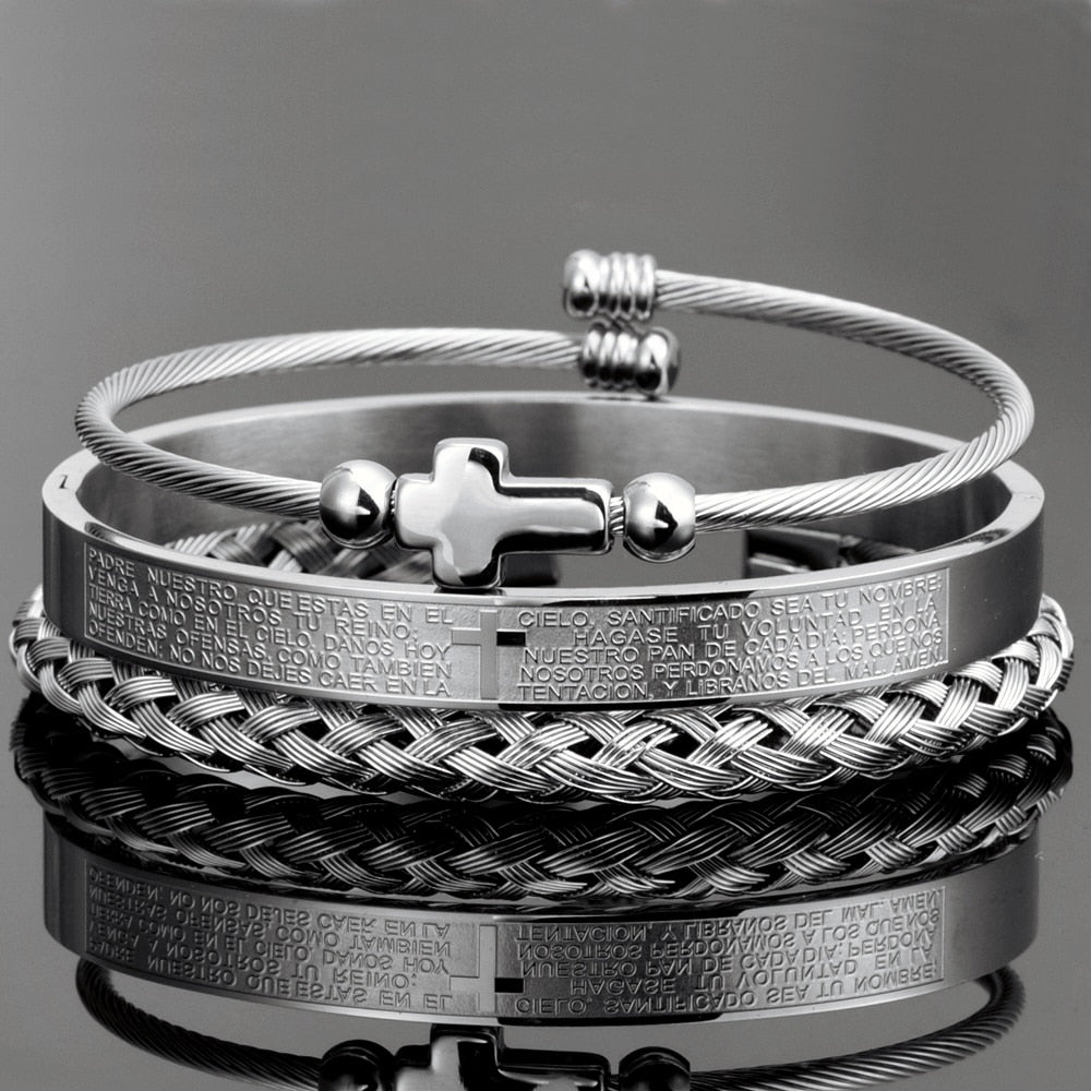 Conjunto pulseira de 3 peças aço inoxidável