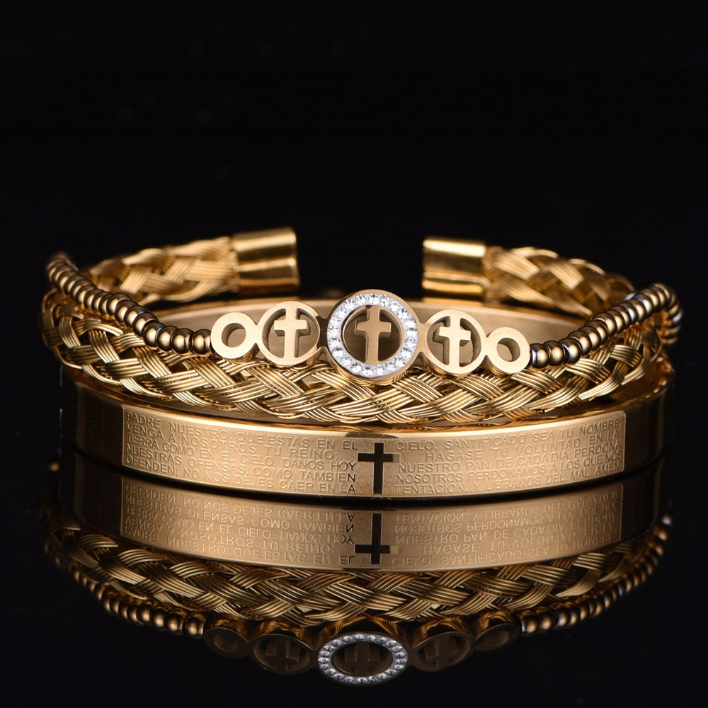 Conjunto pulseira de 3 peças aço inoxidável