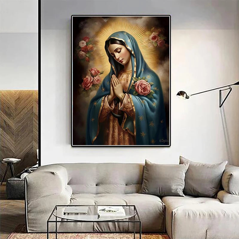 kit de pintura diamante religioso anjo cruz bordado mosaico