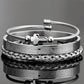 Conjunto pulseiras masculinas aço inoxidável